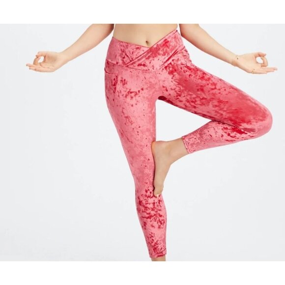 FABLETICS Leggings & Biker Short Bundle of 2 Sz S Red Navy Blue Velour High Rise - Picture 4 of 5